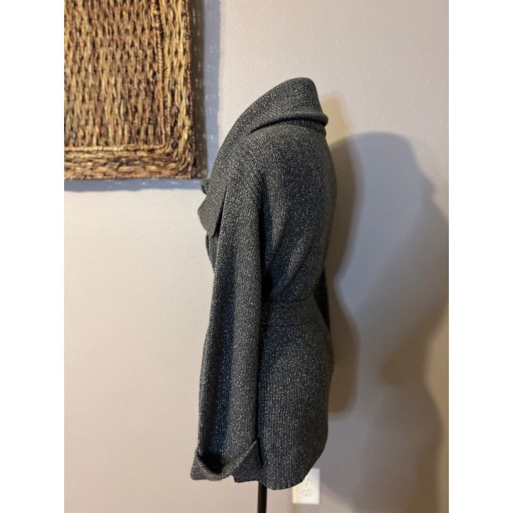 Talbots Charcoal Gray Wrap Wool-Blend Belted Cardigan - Picture 6 of 10